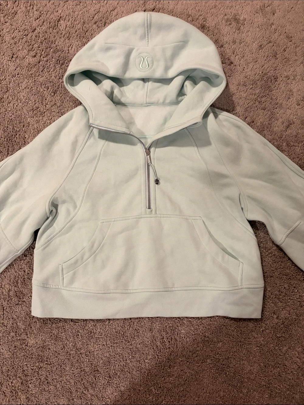 lululemon mint cropped scuba Half-Zip Hoodie